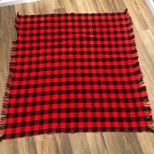 Red Nad Black Buffalo Plaid Wool Blend Blanket
